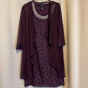 R&M Richards Purple Lace Dress with Jacket